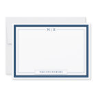Classic Monogram Navy Blue Border Stationery