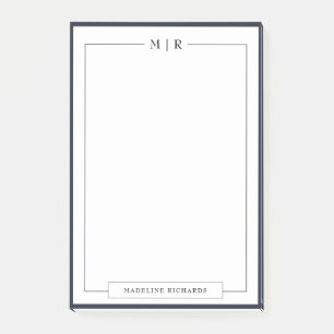 Classic Monogram Navy Blue Border Stationery Post-it Notes