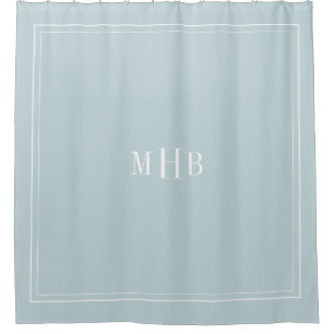 Classic Monogram on Light Grey Blue Custom Colour Shower Curtain
