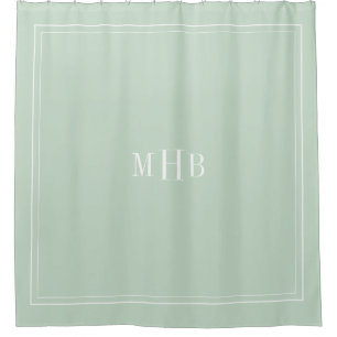 Classic Monogram on Light Seafoam Custom Colour Shower Curtain
