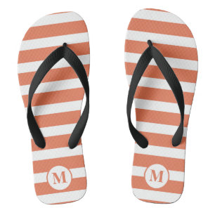 Classic Monogram Orange and White Stripes Thongs