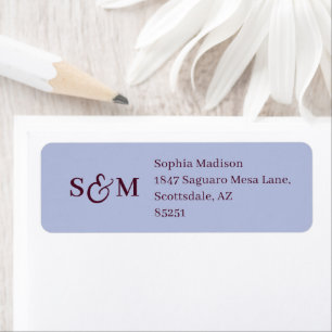 Classic Monogram Periwinkle Wedding Return Address Label
