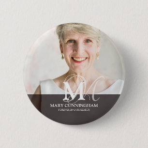 Classic Monogram Photo Memorial 6 Cm Round Badge
