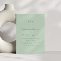 Classic Monogram Pistachio Mint Script Wedding