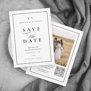 Classic Monogram QR Code Photo Wedding Save The Date