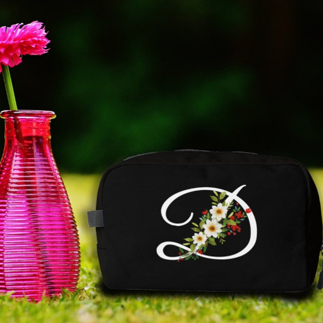 Classic monogram red white flower mother gift dopp kit (Creator Uploaded)