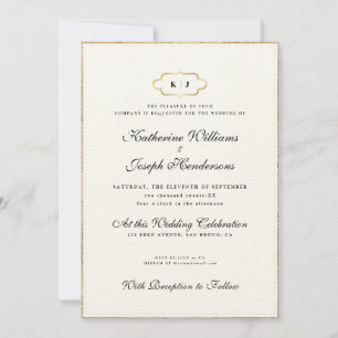 CLASSIC MONOGRAM & ROMANTIC CALLIGRAPHY WEDDING INVITATION