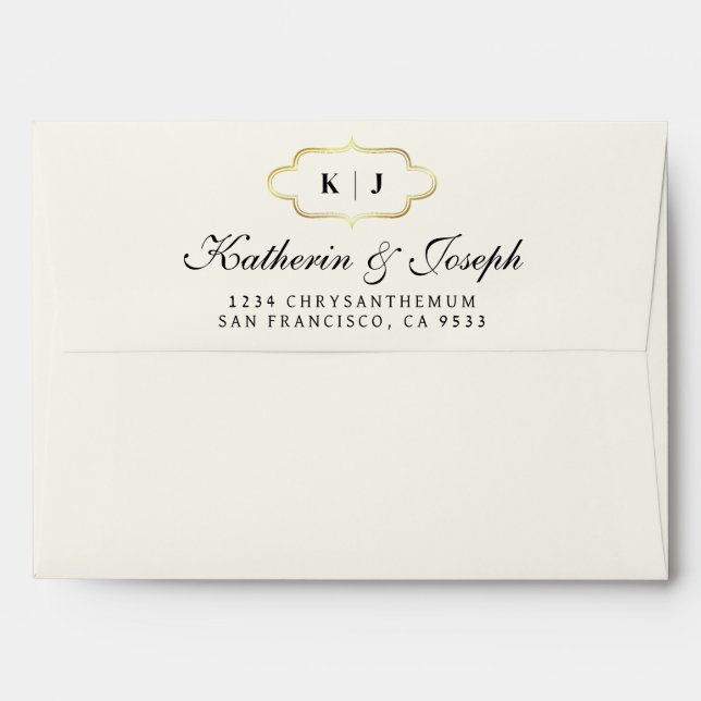 CLASSIC MONOGRAM & ROMANTIC CALLIGRAPY WEDDING ENVELOPE (Back (Top Flap))