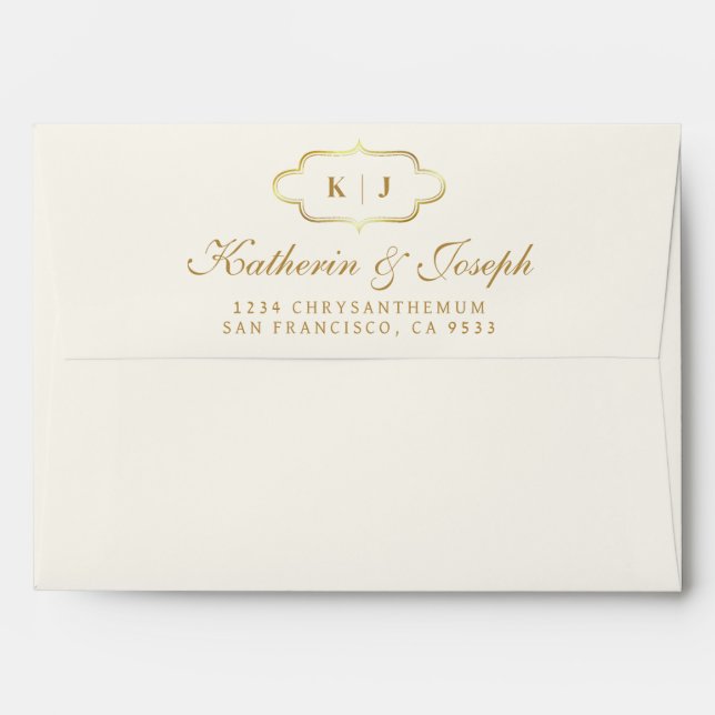 CLASSIC MONOGRAM & ROMANTIC CALLIGRAPY WEDDING ENVELOPE (Back (Top Flap))