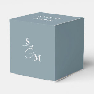Classic Monogram Script Ampersand Wedding Blue Favour Box