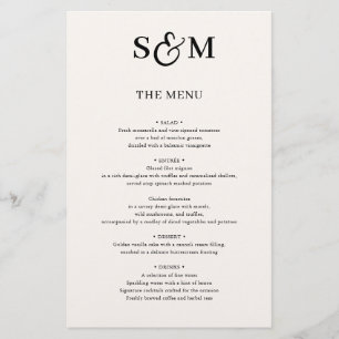 Classic Monogram Script Ampersand Wedding Menu