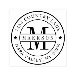 Classic Monogram Serif Name and Return Self-inking Stamp