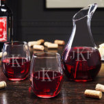 Classic Monogram Set w/ Decanter & Wine Glasses<br><div class="desc">This personalised set includes monogram of your choice engraved. It's a great gift for wine-loving husbands or dads. Each decanter measures 10" x 5" and holds 40 ounces. Each stemless wine glass measures 4.25" x 4" and holds up to 20 ounces.</div>