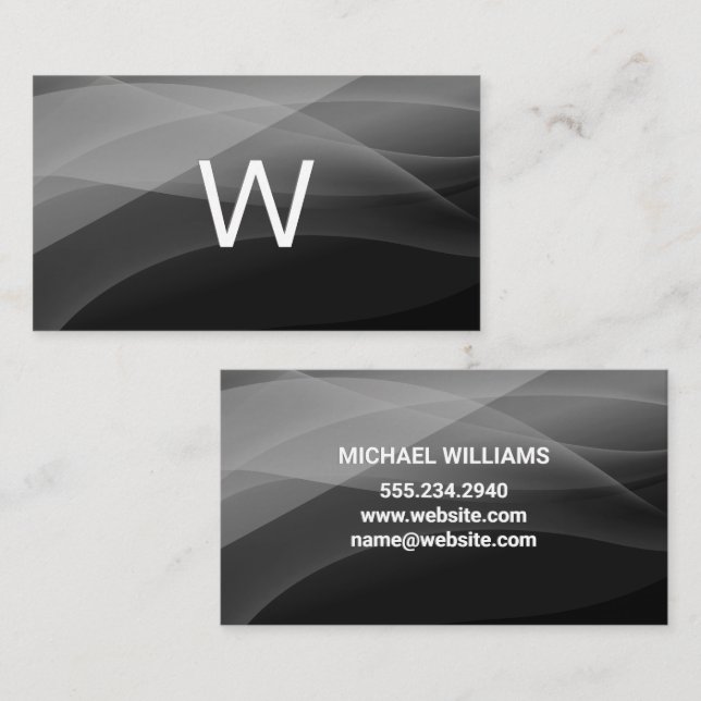 Classic Monogram | Shades of Black Business Card (Front/Back)
