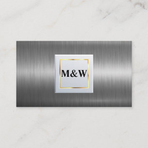 Classic Monogram   Silver Metallic Aluminium Business Card