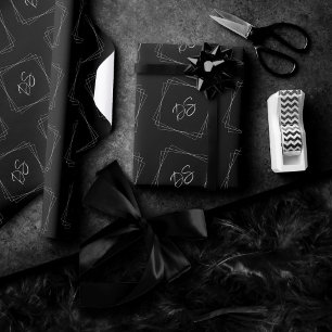 Classic Monogram   Simple Black and White Modern Wrapping Paper