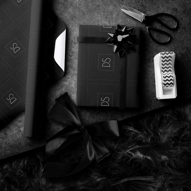 Classic Monogram | Simple Black and White Modern Wrapping Paper (Creator Uploaded)