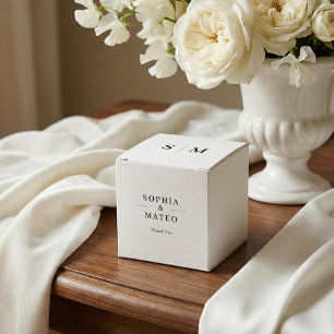 Classic Monogram Simple White Wedding Favour Box