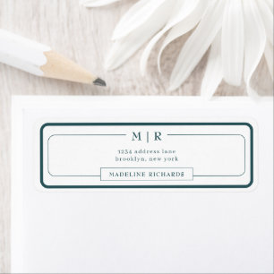 Classic Monogram Smoke Green Border Address Return Address Label