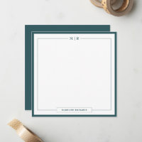 Classic Monogram Smoke Green Border Stationery