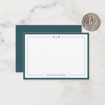 Classic Monogram Smoke Green Border Stationery