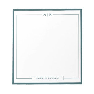 Classic Monogram Smoke Green Border Stationery Notepad