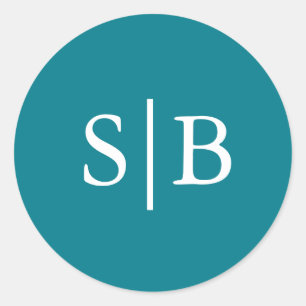 Classic Monogram Teal Wedding Envelope Seal