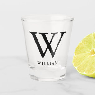 Classic Monogram Typography in Black Personalised Shot Glass