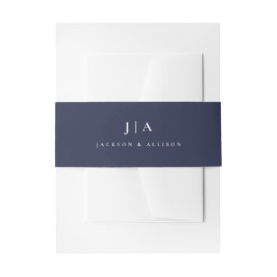 Classic monogram wedding bellyband invitation belly band