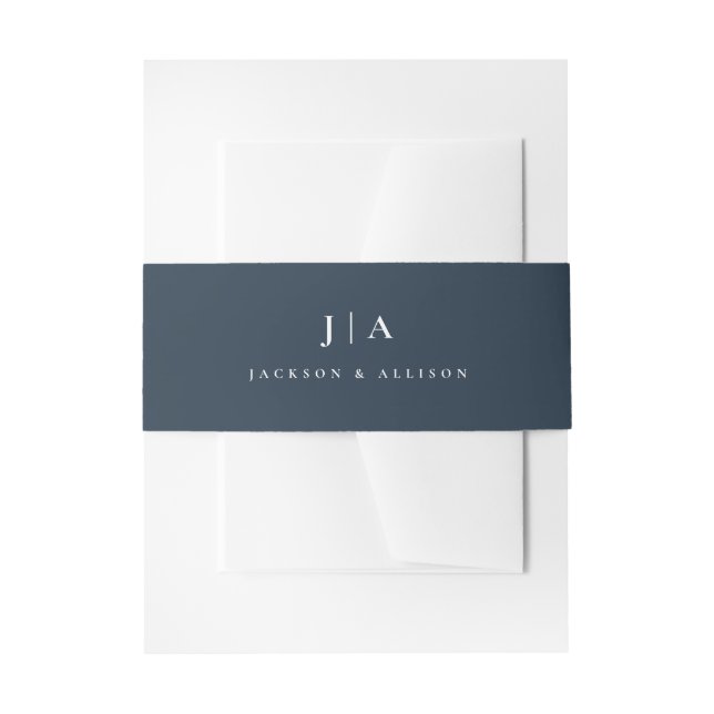 Classic monogram wedding bellyband invitation belly band (Front Example)
