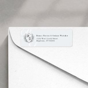 Classic Monogram Wedding Crest Return Address Label
