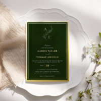 Classic Monogram Wedding Gold Deep Forest Green