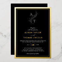 Classic Monogram Wedding Gold Frame Real