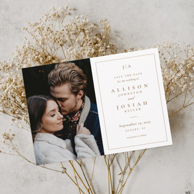 Classic Monogram Wedding Photo Save The Date (Creator Uploaded)