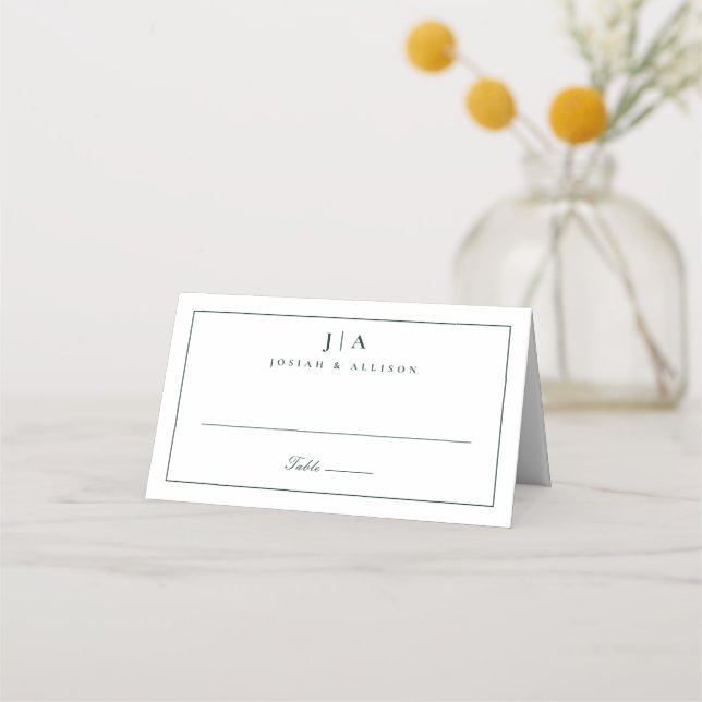 Classic Monogram Wedding Place Card (Front)