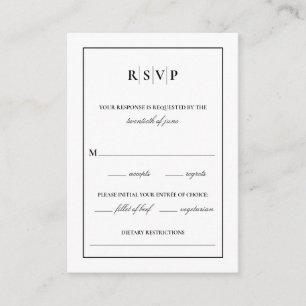 Classic Monogram Wedding RSVP Enclosure Card