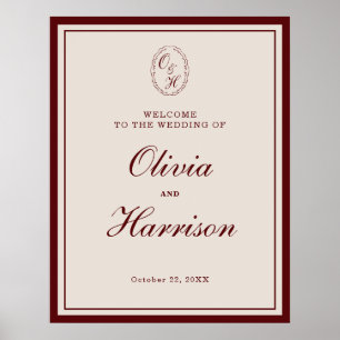 Classic Monogram Wedding Welcome Sign