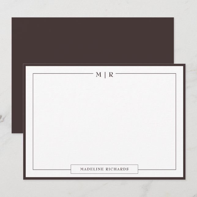 Classic Monogram Wenge Border Stationery Card (Front/Back)
