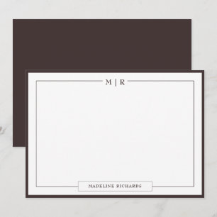 Classic Monogram Wenge Border Stationery Card