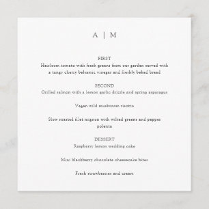 Classic Monogram White Custom Wedding Square Menu