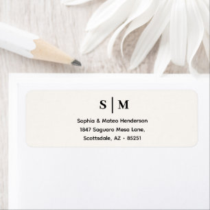 Classic Monogram White Wedding Address Return Address Label