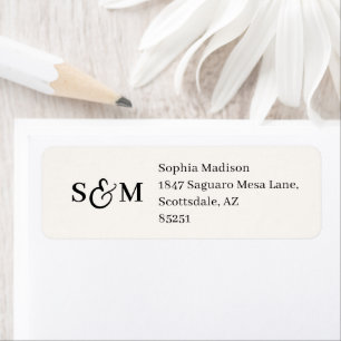 Classic Monogram White Wedding Return Address Label