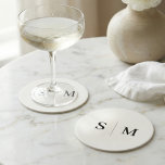 Classic Monogram White Wedding Round Paper Coaster<br><div class="desc">Protect your surfaces without interrupting your aesthetic with these exquisite Custom Wedding Coasters. Designed for the couple who believes true luxury lies in the details, these coasters feature a soft, off-white hue that blends seamlessly with any color palette, offering a look of understated refinement. The center of the design showcases...</div>