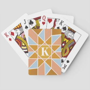 Classic Monogram with 8-Sided Star Pattern Playing Cards