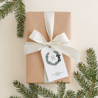 Classic Monogram Wreath Crest Gift Tags