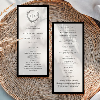 Classic Monogram Wreath Wedding Program