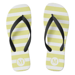 Classic Monogram Yellow  and White Stripes Thongs