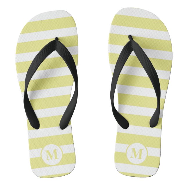 Classic Monogram Yellow  and White Stripes Thongs (Footbed)