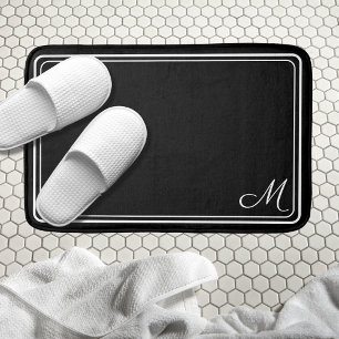 Classic Monogrammed Black and White Hotel Chic Bath Mat