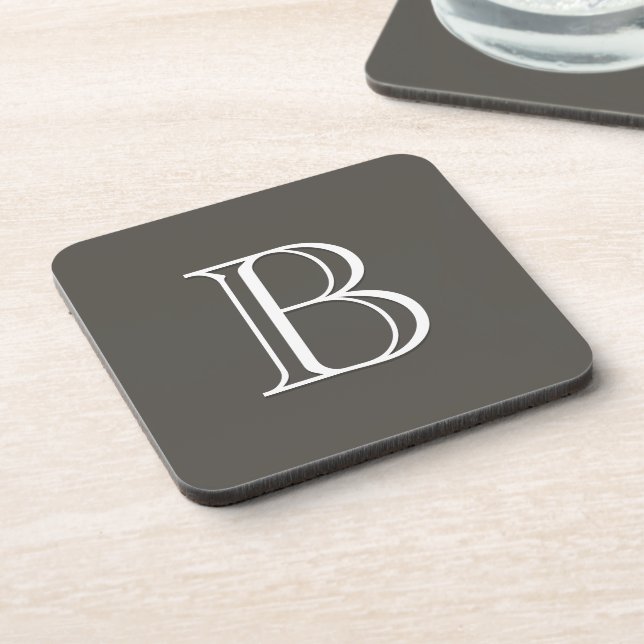 Classic Monogrammed Letter Initial Rustic Brown Coaster (Left Side)